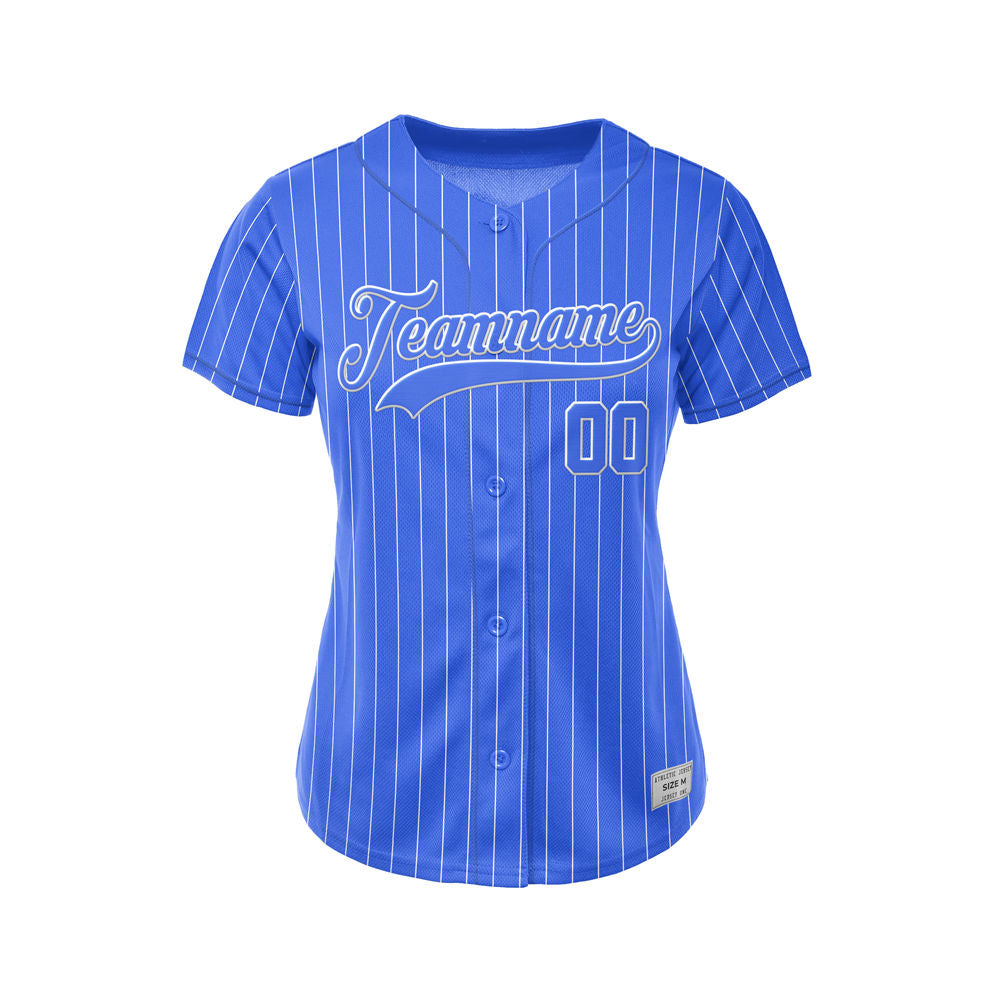 Women Custom Sublimation Royal Blue Pinstripe Baseball Jersey
