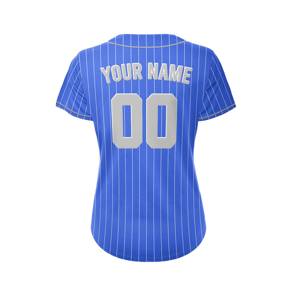 Women Custom Sublimation Royal Blue Pinstripe Baseball Jersey