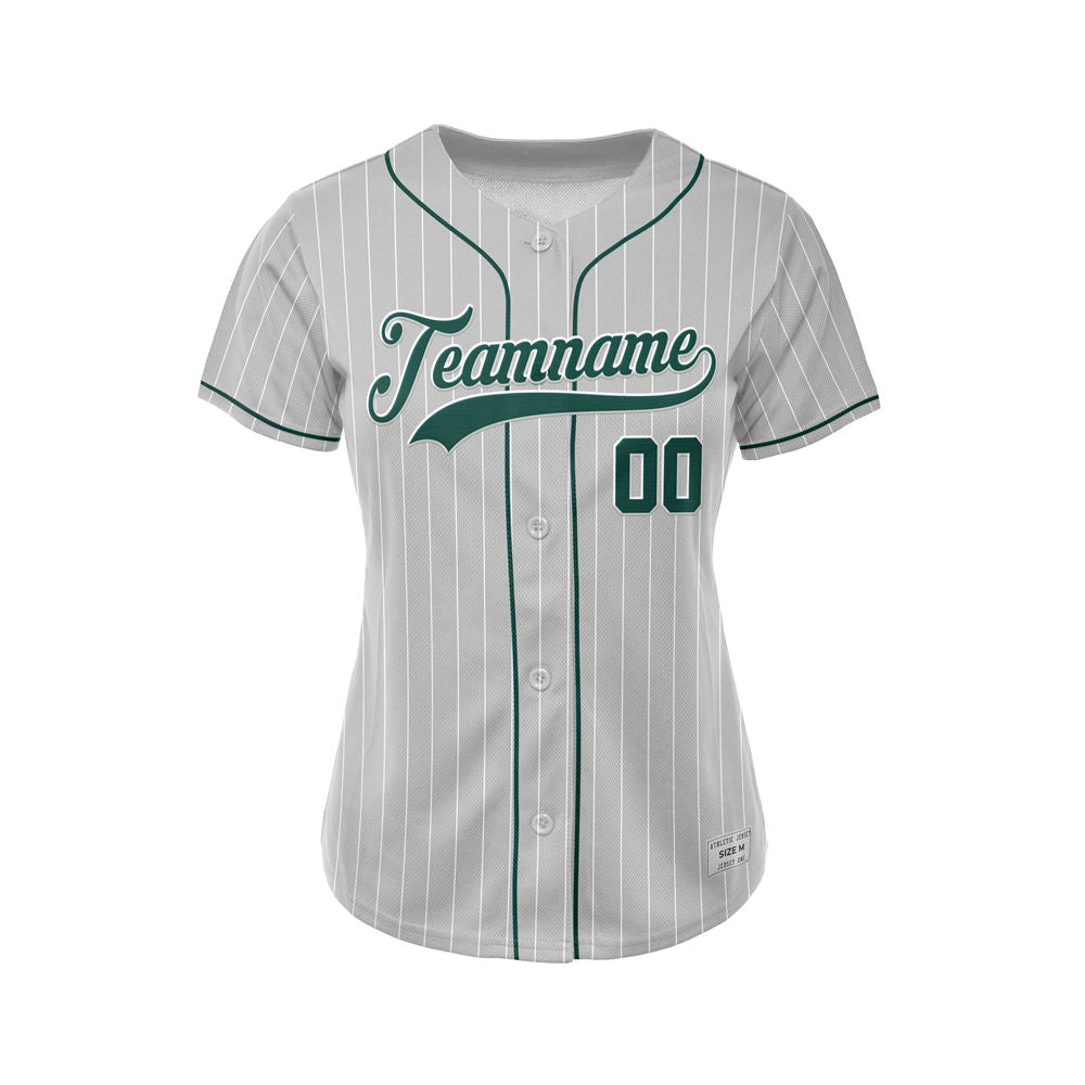 Women Custom Sublimation Grey Pinstripe Baseball Jersey