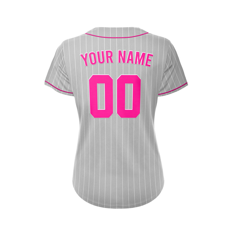 Women Custom Sublimation Grey Pinstripe Baseball Jersey