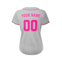 Women Custom Sublimation Grey Pinstripe Baseball Jersey