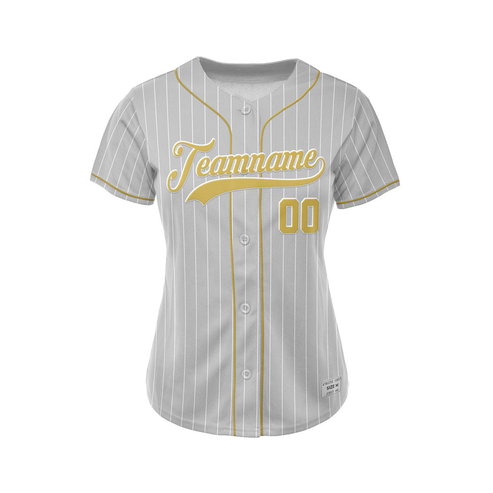 Women Custom Sublimation Grey Pinstripe Baseball Jersey