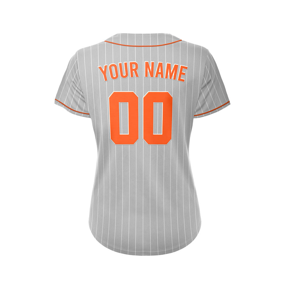 Women Custom Sublimation Grey Pinstripe Baseball Jersey