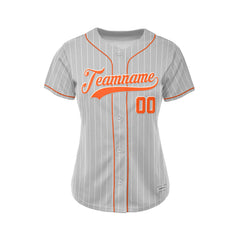 Women Custom Sublimation Grey Pinstripe Baseball Jersey