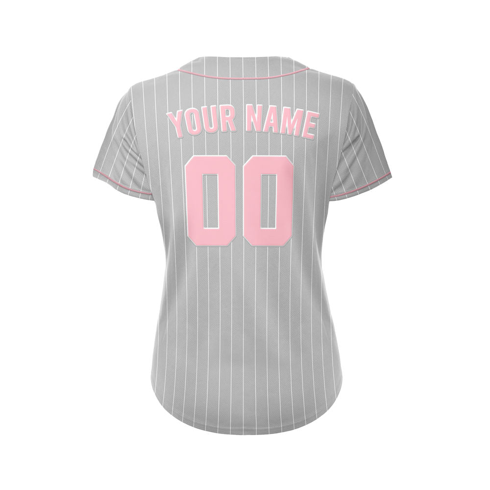 Women Custom Sublimation Grey Pinstripe Baseball Jersey