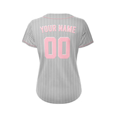 Women Custom Sublimation Grey Pinstripe Baseball Jersey