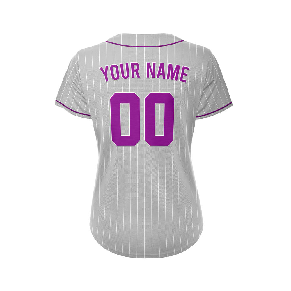 Women Custom Sublimation Grey Pinstripe Baseball Jersey
