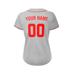 Women Custom Sublimation Grey Pinstripe Baseball Jersey