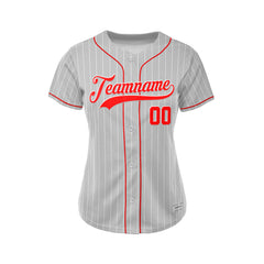 Women Custom Sublimation Grey Pinstripe Baseball Jersey