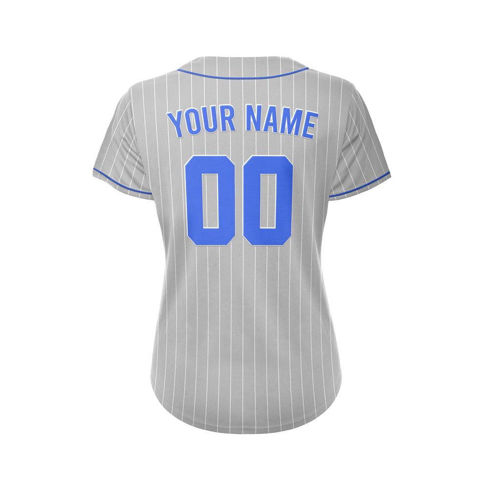 Women Custom Sublimation Grey Pinstripe Baseball Jersey