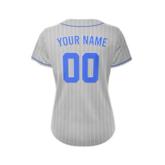 Women Custom Sublimation Grey Pinstripe Baseball Jersey