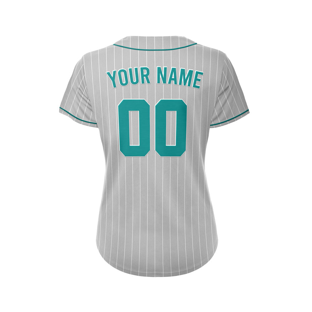 Women Custom Sublimation Grey Pinstripe Baseball Jersey