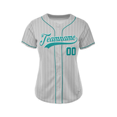 Women Custom Sublimation Grey Pinstripe Baseball Jersey