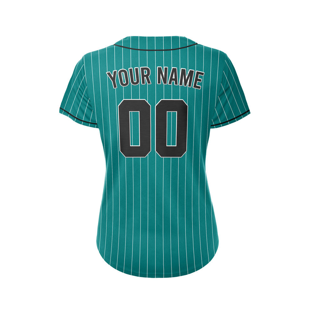 Women Custom Sublimation Teal Pinstripe Baseball Jersey