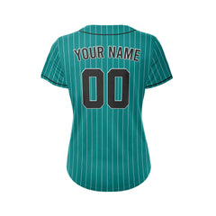 Women Custom Sublimation Teal Pinstripe Baseball Jersey