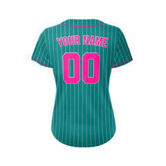 Women Custom Sublimation Teal Pinstripe Baseball Jersey