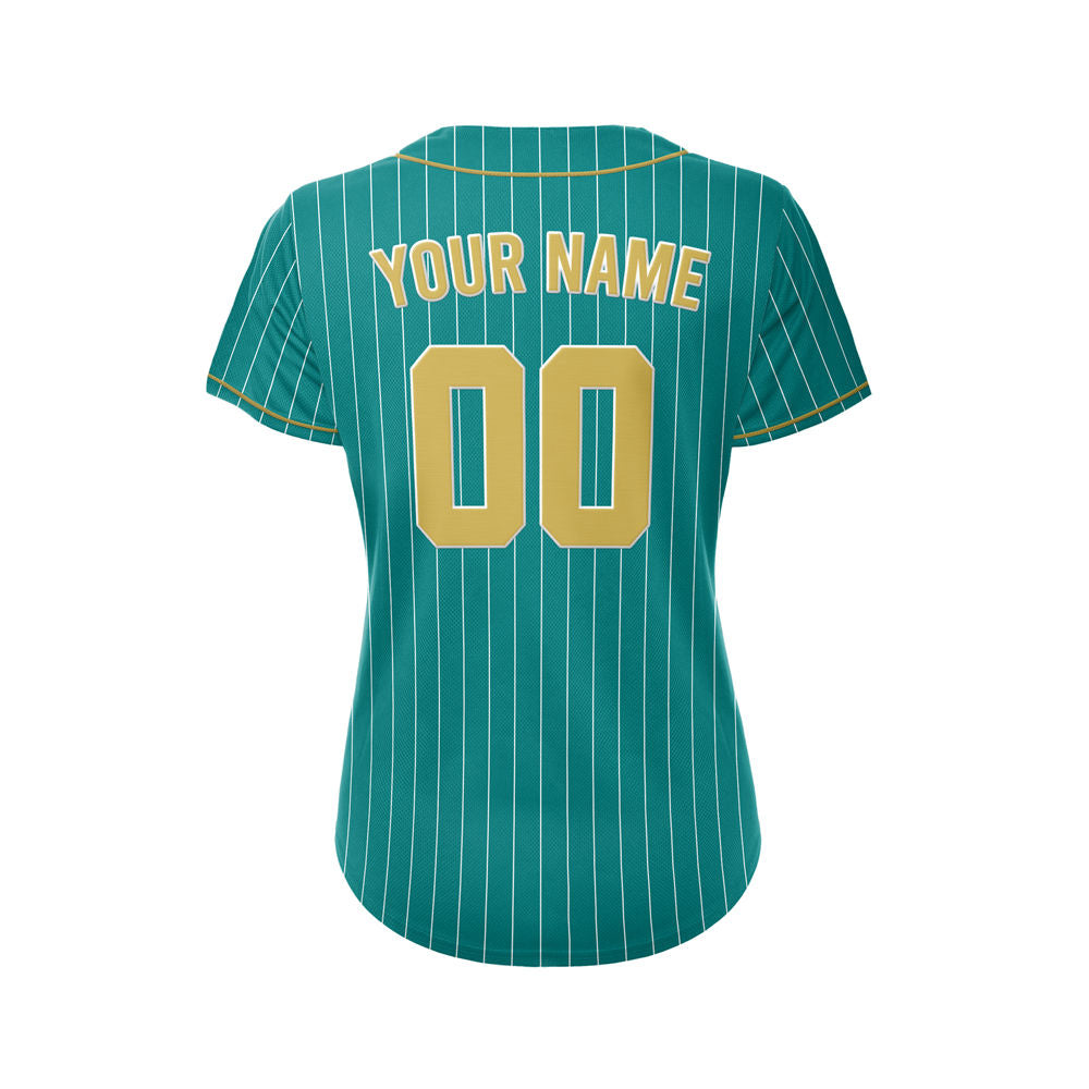 Women Custom Sublimation Teal Pinstripe Baseball Jersey