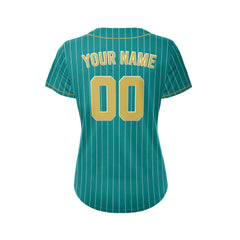 Women Custom Sublimation Teal Pinstripe Baseball Jersey