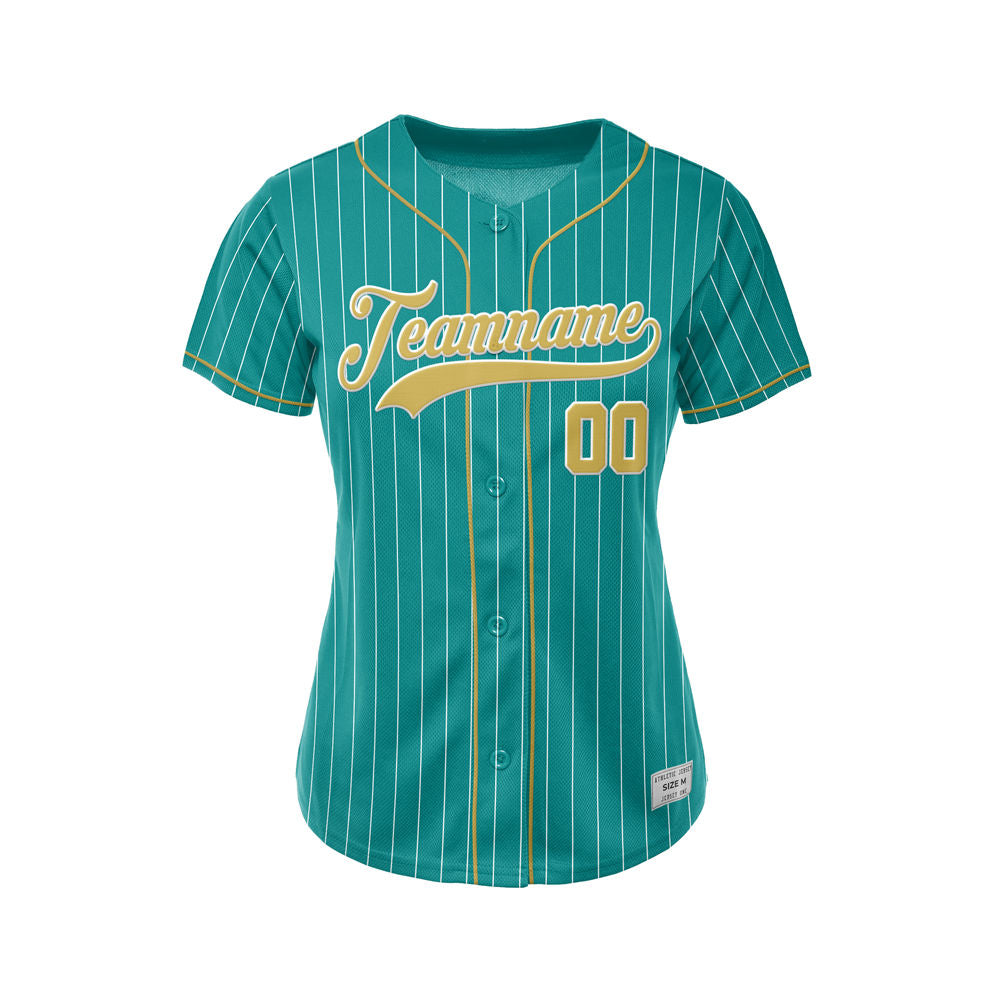 Women Custom Sublimation Teal Pinstripe Baseball Jersey