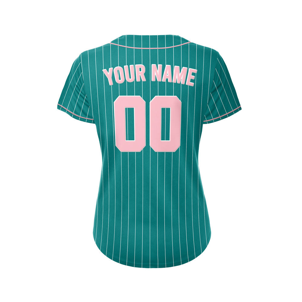 Women Custom Sublimation Teal Pinstripe Baseball Jersey