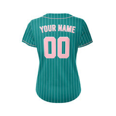 Women Custom Sublimation Teal Pinstripe Baseball Jersey