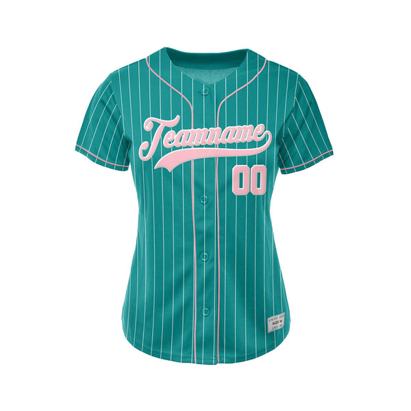 Women Custom Sublimation Teal Pinstripe Baseball Jersey