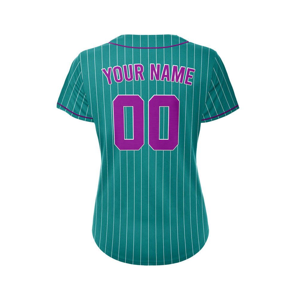 Women Custom Sublimation Teal Pinstripe Baseball Jersey