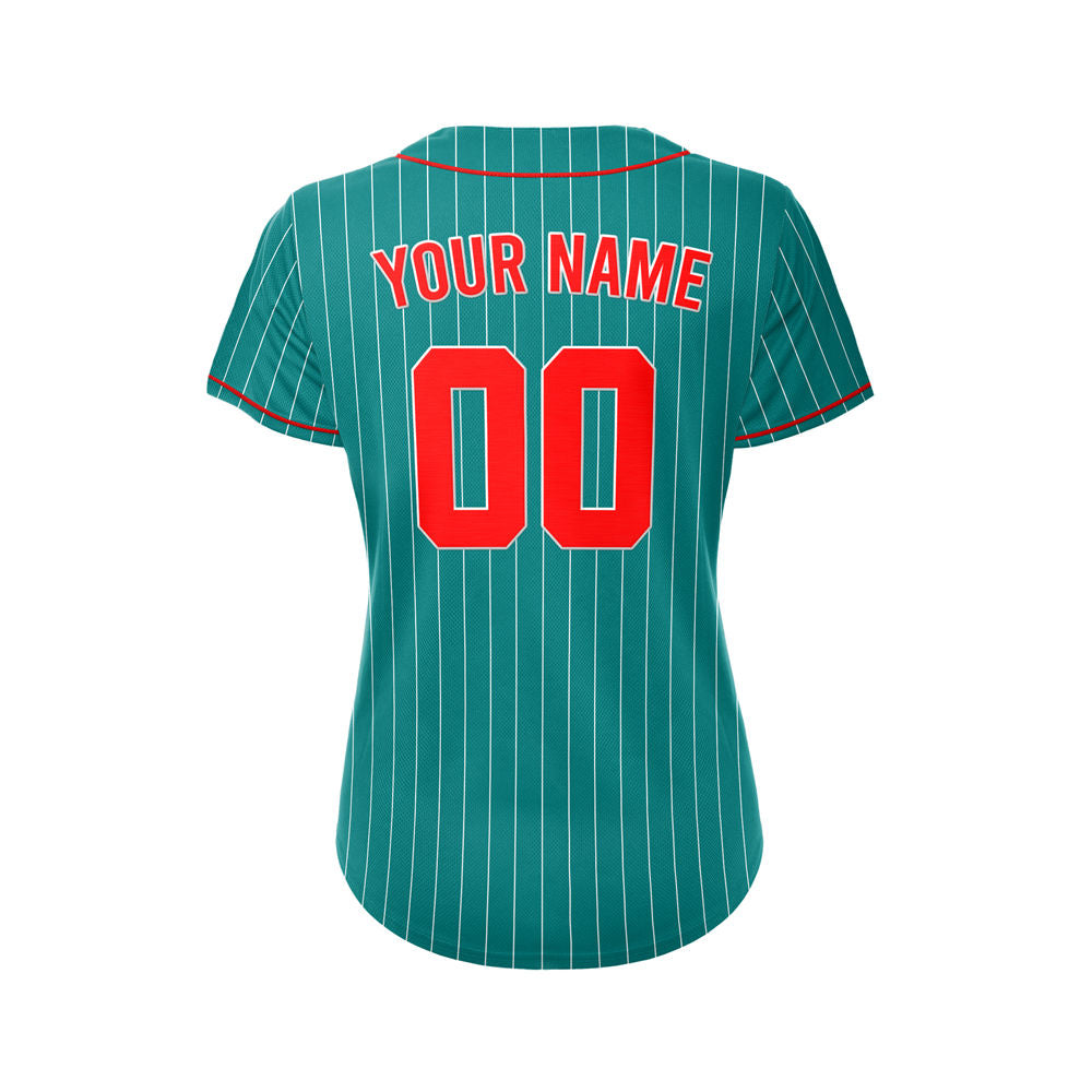 Women Custom Sublimation Teal Pinstripe Baseball Jersey
