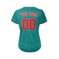 Women Custom Sublimation Teal Pinstripe Baseball Jersey