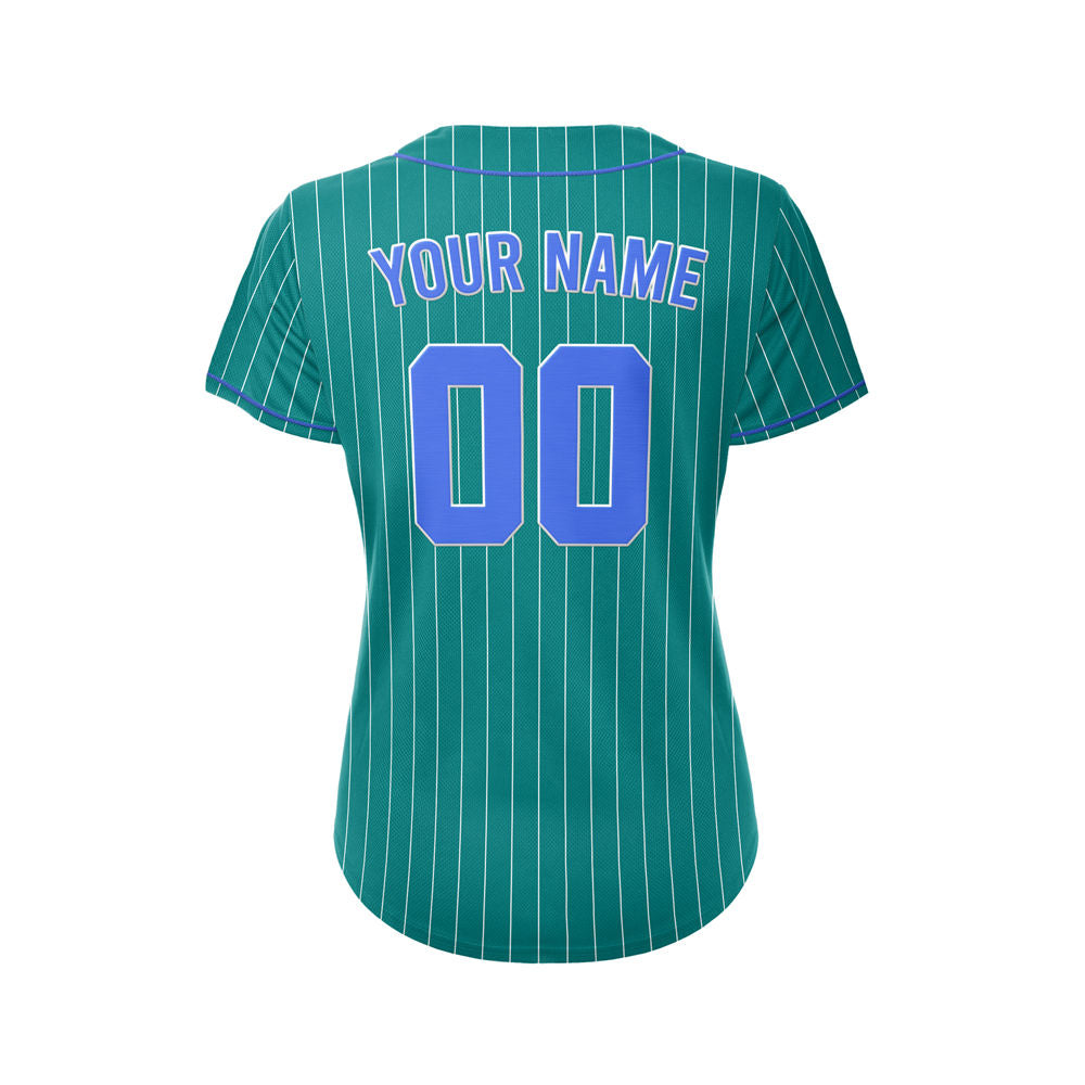 Women Custom Sublimation Teal Pinstripe Baseball Jersey