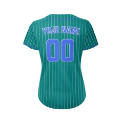 Women Custom Sublimation Teal Pinstripe Baseball Jersey