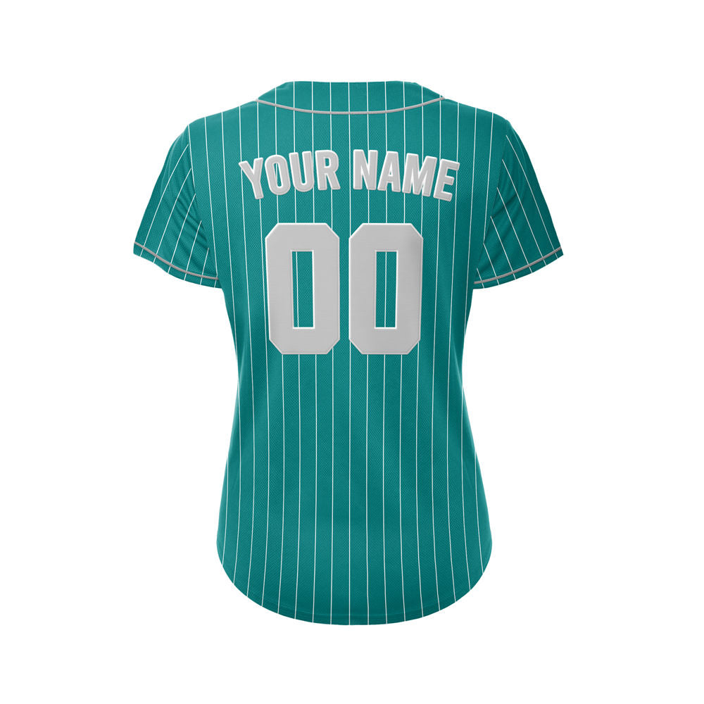 Women Custom Sublimation Teal Pinstripe Baseball Jersey