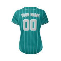 Women Custom Sublimation Teal Pinstripe Baseball Jersey