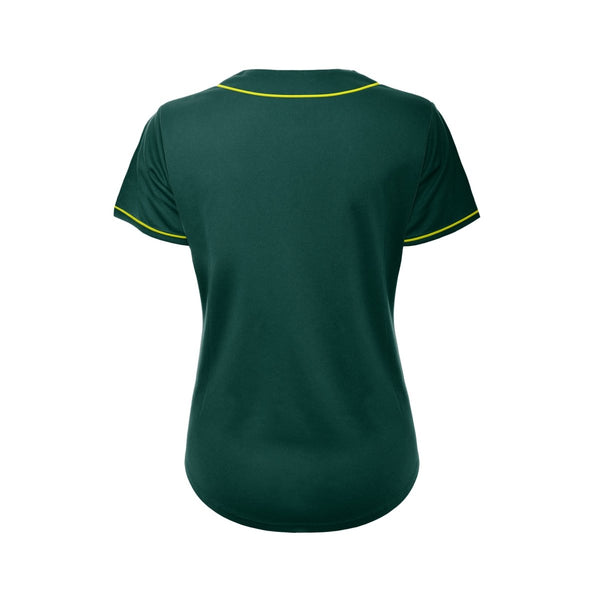 Women&#39;s Blank Deep Green And Yellow Baseball Jersey Jersey One