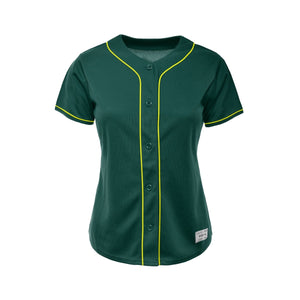 Women's Blank Deep Green And Yellow Baseball Jersey