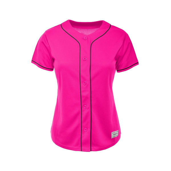 Women&#39;s Blank Deep Pink And Black Baseball Jersey Jersey One