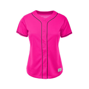 Women's Blank Deep Pink And Black Baseball Jersey