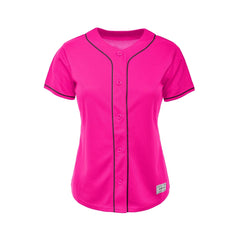 Women's Blank Deep Pink And Black Baseball Jersey Jersey One