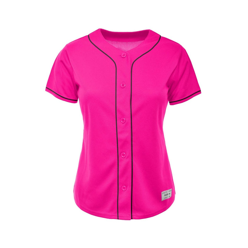 Women's Blank Deep Pink And Black Baseball Jersey Jersey One