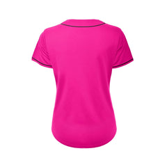 Women's Blank Deep Pink And Black Baseball Jersey Jersey One