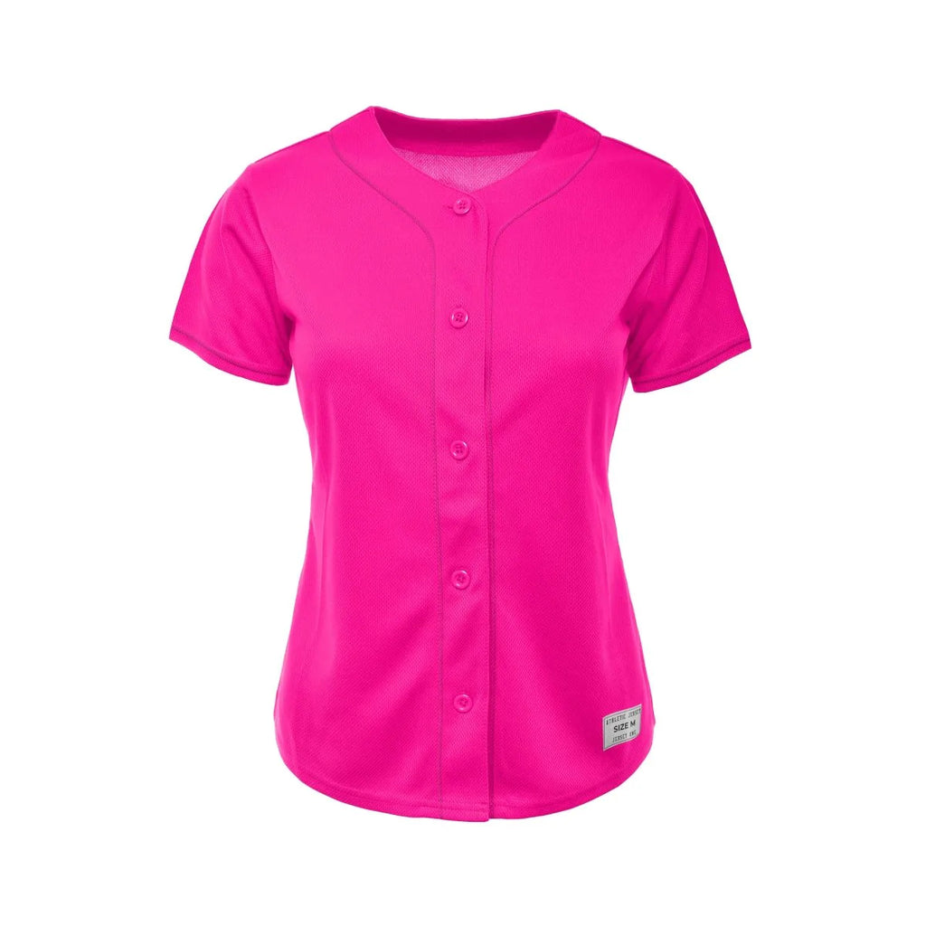 Women's Deep Pink Blank Baseball Jersey