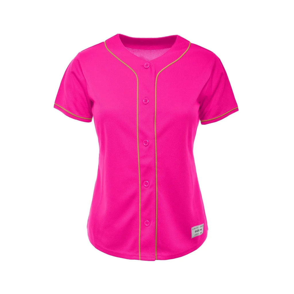 Women's Deep Pink Blank Baseball Jersey