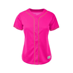 Women's Deep Pink Blank Baseball Jersey