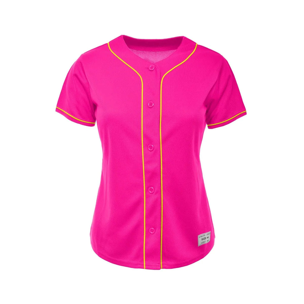 Women's Deep Pink Blank Baseball Jersey