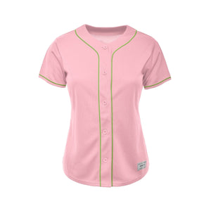 Women's Blank Pink And Green Baseball Jersey