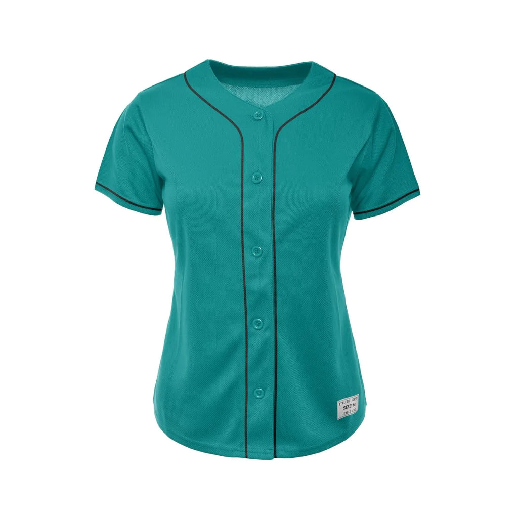 Women's Blank Teal Baseball Jersey