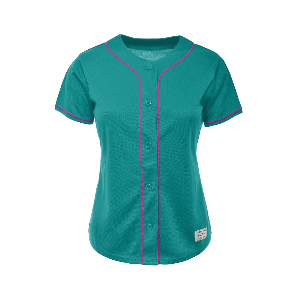 Women's Blank Teal Baseball Jersey