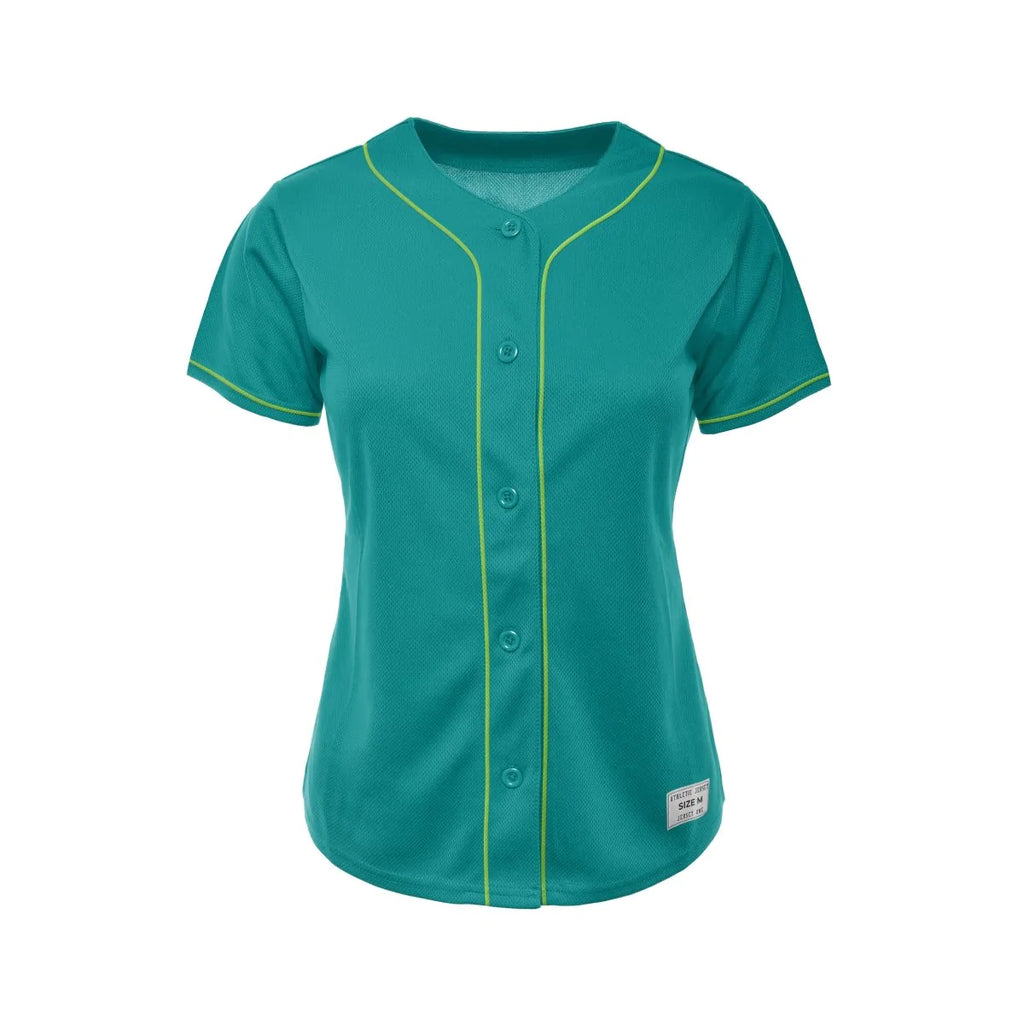 Women's Blank Teal Baseball Jersey