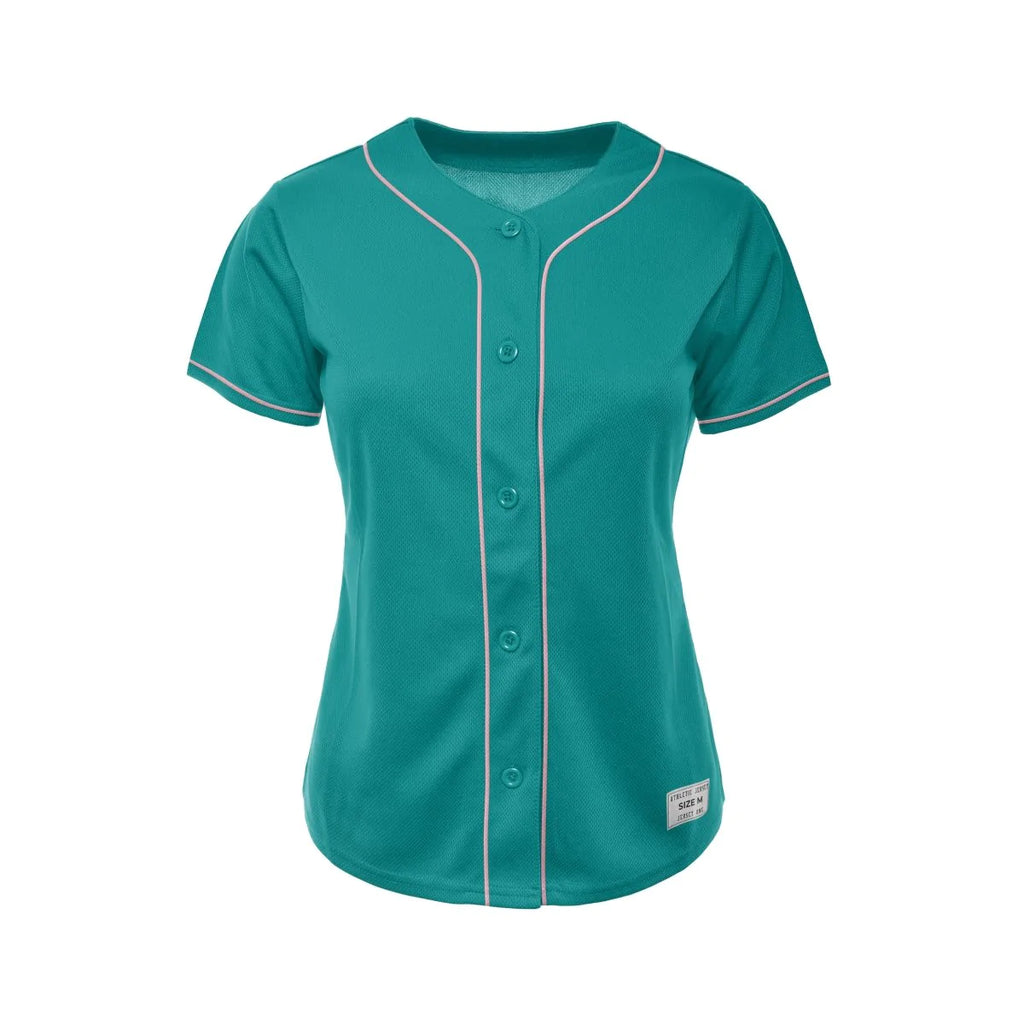 Women's Blank Teal Baseball Jersey