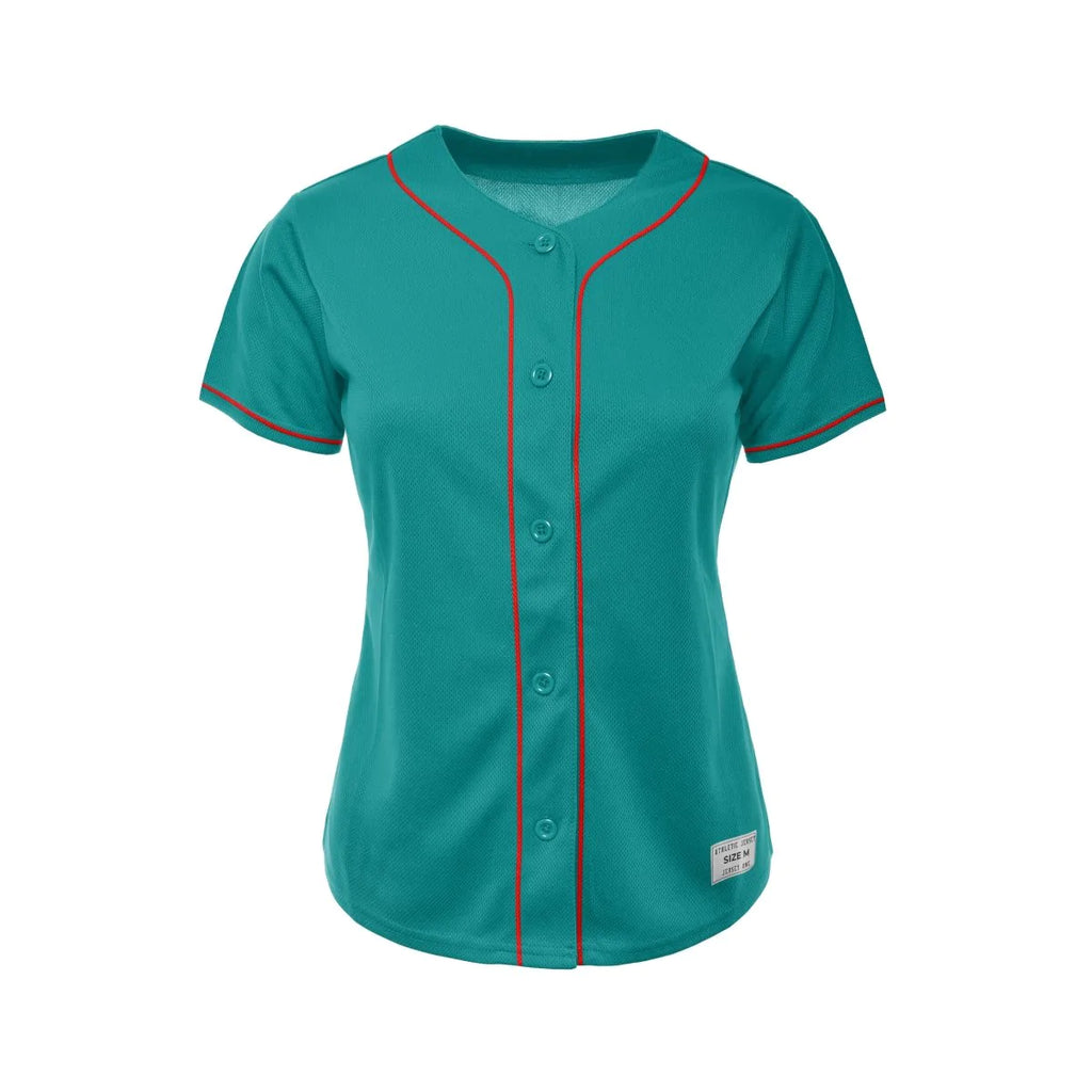Women's Blank Teal Baseball Jersey